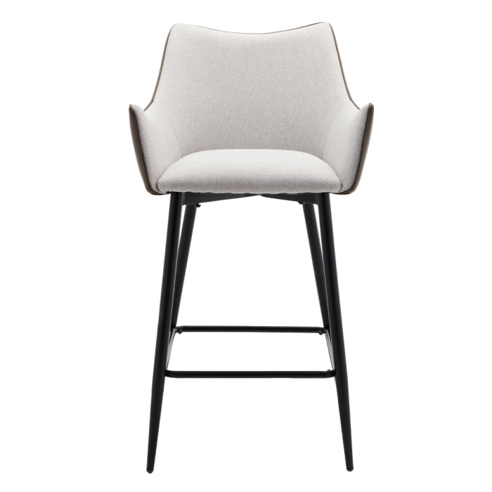 Set de 2 scaune de bar gri deschis cu exterior din piele ecologică [2]