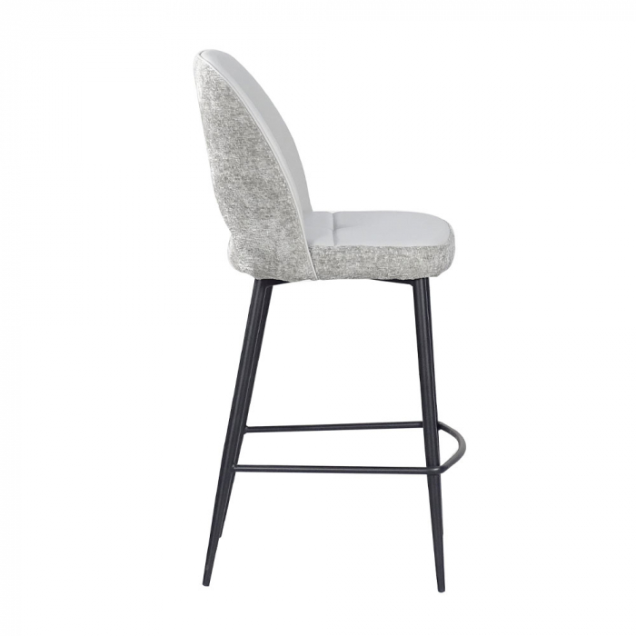 scaune bar gri deschis velur piele ecologica bouton [2]