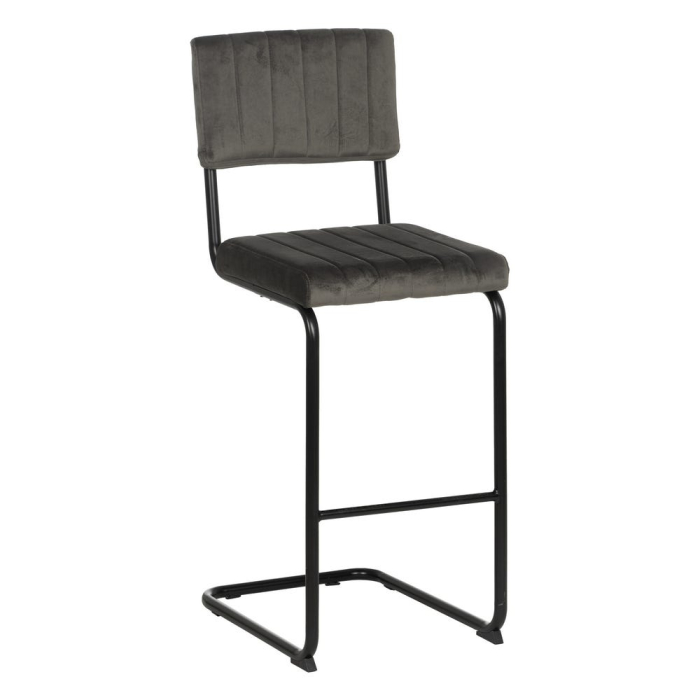 Scaun bar gri cu design industrial și cadru metalic negru [2]