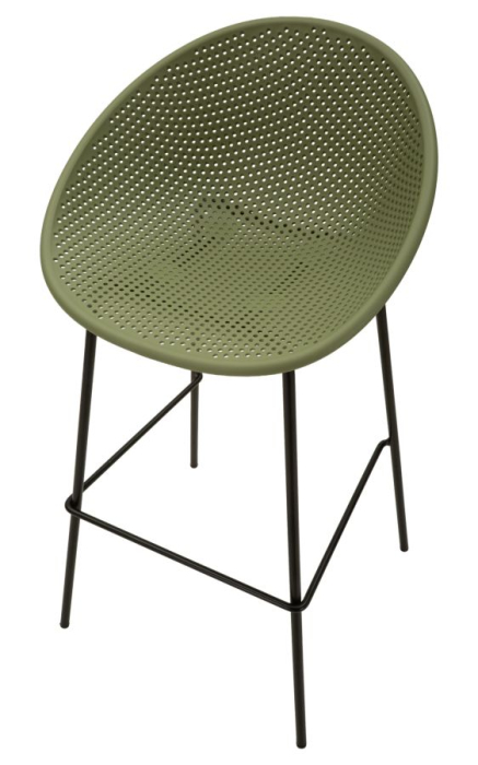 Set 2 scaune de bar plastic verde metal negru 50x50x98 cm [4]