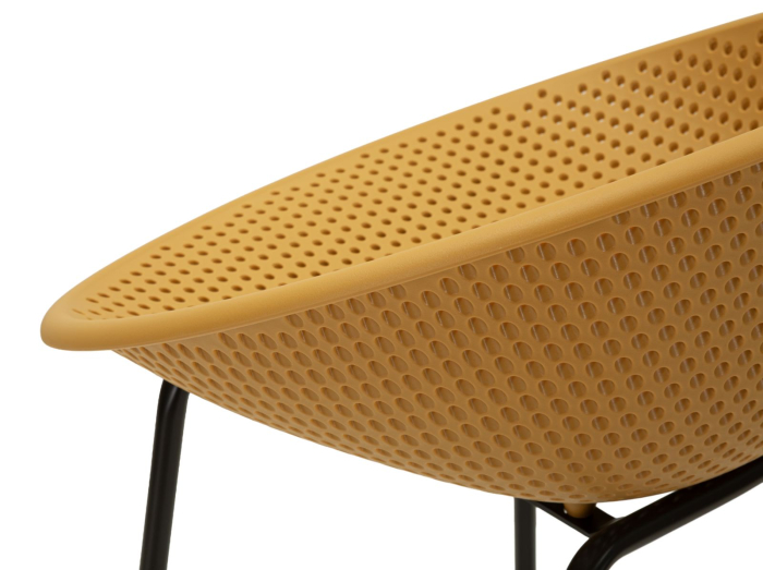 Set 2 scaune de bar plastic mustar metal negru 50x50x98 cm [6]