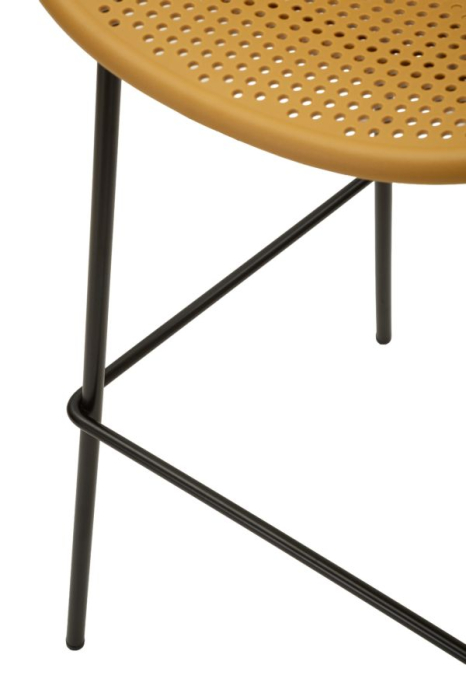 Set 2 scaune de bar plastic mustar metal negru 50x50x98 cm [9]