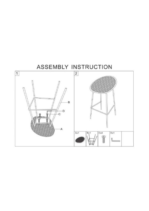 Set 2 scaune de bar plastic mustar metal negru 50x50x98 cm [12]