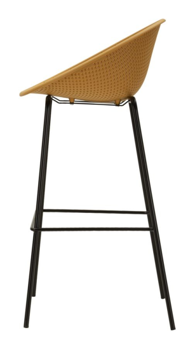 Set 2 scaune de bar plastic mustar metal negru 50x50x98 cm [3]