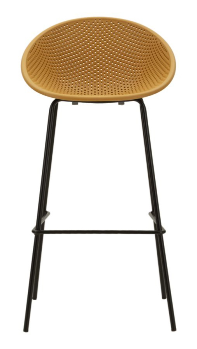 Set 2 scaune de bar plastic mustar metal negru 50x50x98 cm [2]