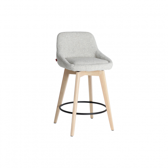 Set 2 scaune de bar rotative din lemn și textil bej – stil nordic cu accente calde [1]