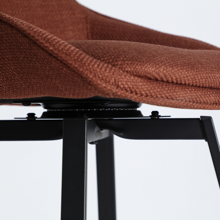 Set 2 scaune de bar rotative din oțel și textil roșu închis – stil industrial modern [6]