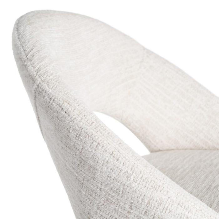 Set de 2 scaune de bar tapițate din stofă crem cu șezut ergonomic și cadru metalic stil minimalist [10]