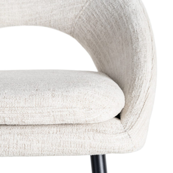 Set de 2 scaune de bar tapițate din stofă crem cu șezut ergonomic și cadru metalic stil minimalist [11]