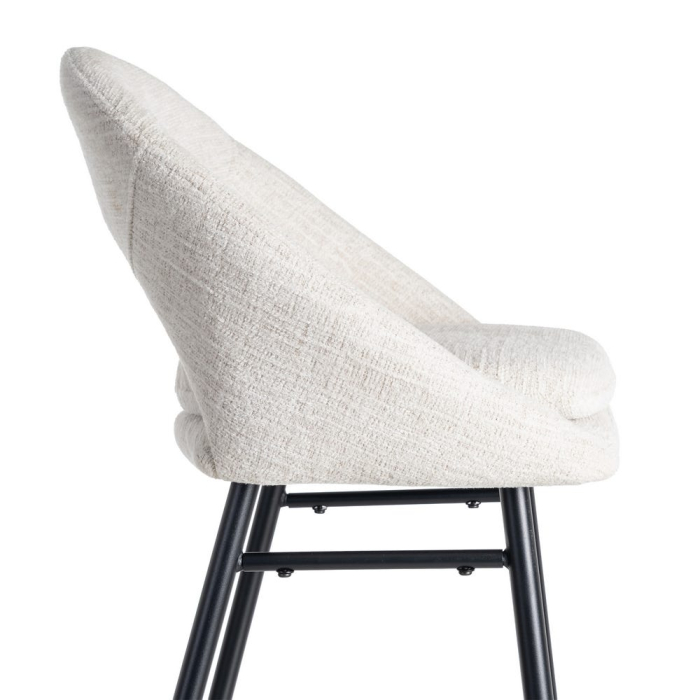 Set de 2 scaune de bar tapițate din stofă crem cu șezut ergonomic și cadru metalic stil minimalist [9]