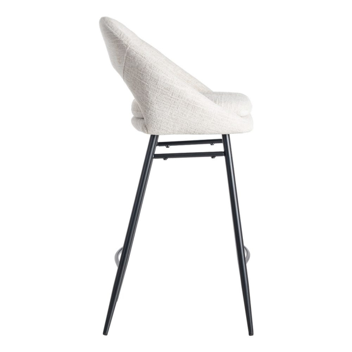 Set de 2 scaune de bar tapițate din stofă crem cu șezut ergonomic și cadru metalic stil minimalist [6]