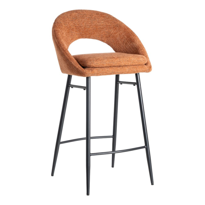 Set de 2 scaune de bar teracotă din stofă pentru dining și HORECA [4]