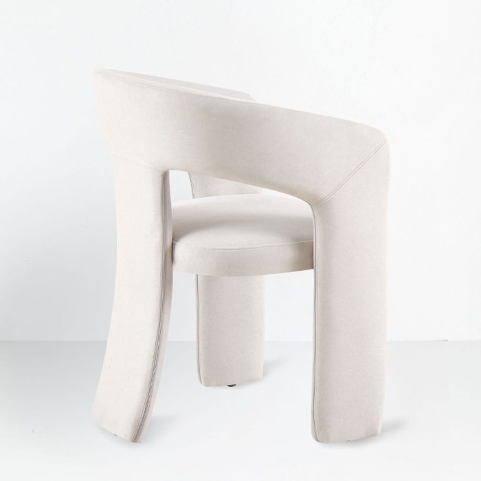 Set de 2 scaune de dining din catifea crem [3]
