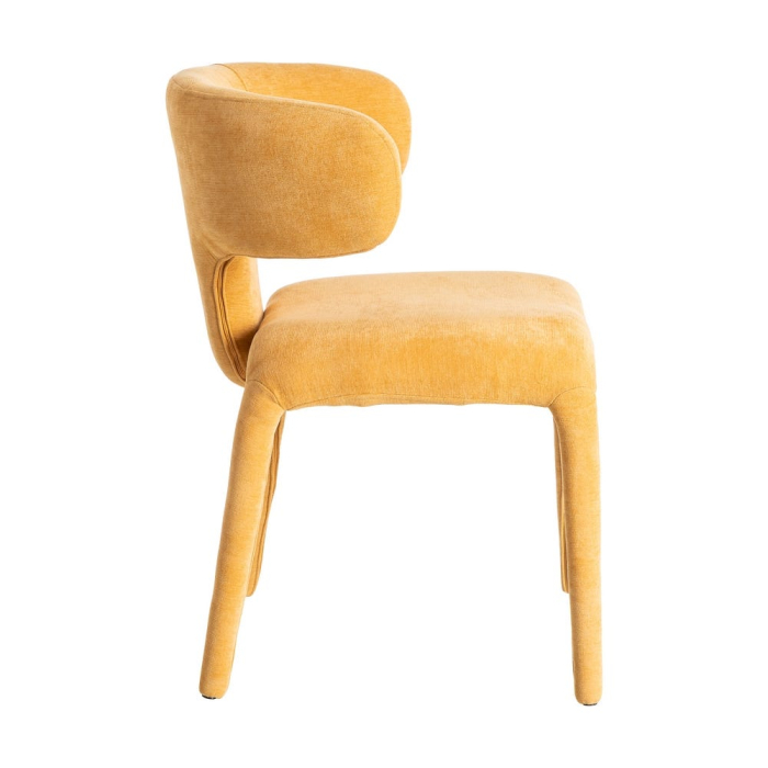 Scaune dining stofă galben muștar cu spătar rotunjit – set 2 [4]