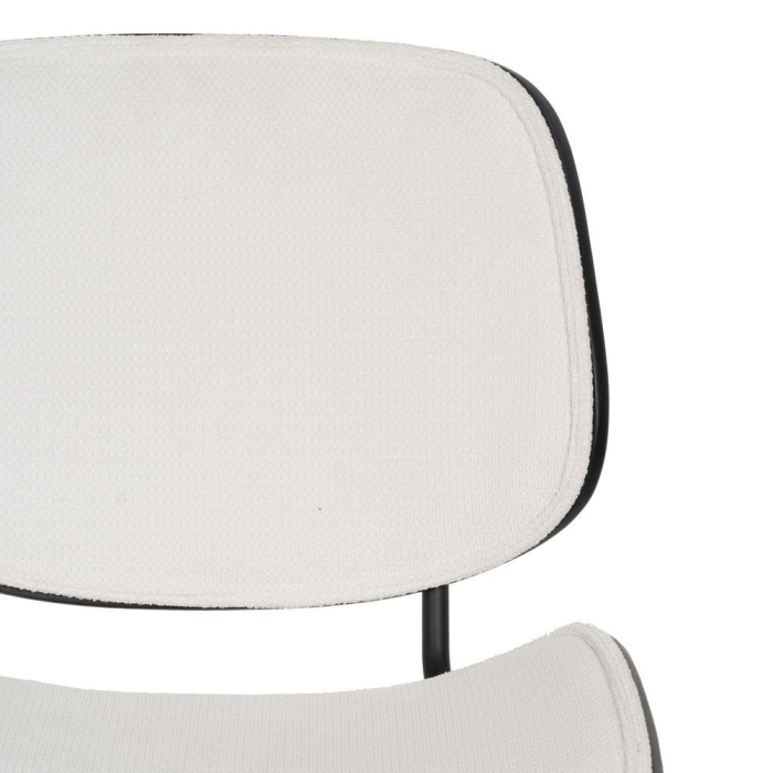 Set de 2 scaune dining birou alb din stofă, MDF curbat și picioare metalice negre, 49×50×80 cm, stil scandinav modern [6]