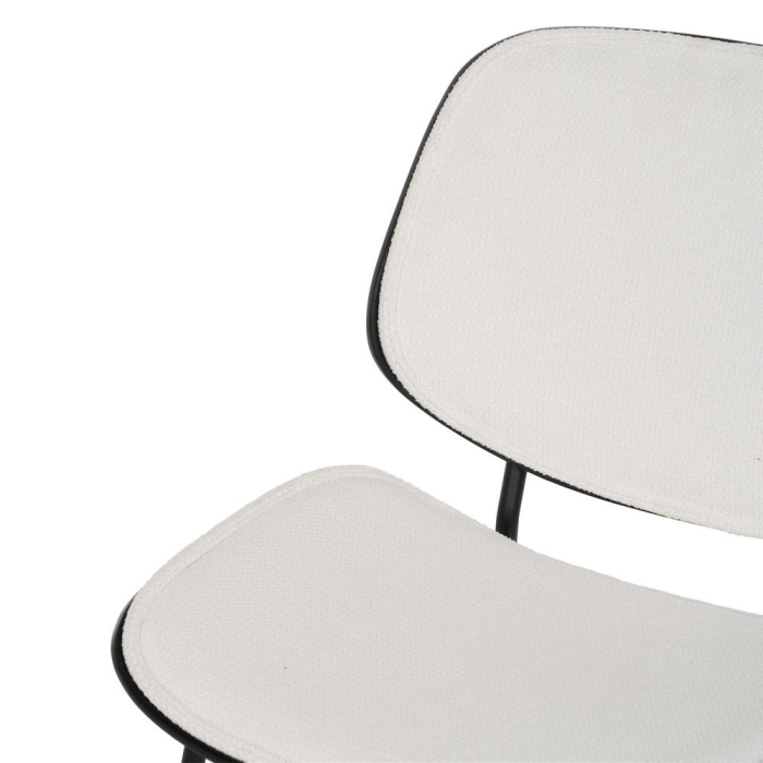 Set de 2 scaune dining birou alb din stofă, MDF curbat și picioare metalice negre, 49×50×80 cm, stil scandinav modern [7]