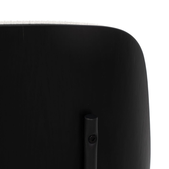 Set de 2 scaune dining birou alb din stofă, MDF curbat și picioare metalice negre, 49×50×80 cm, stil scandinav modern [11]