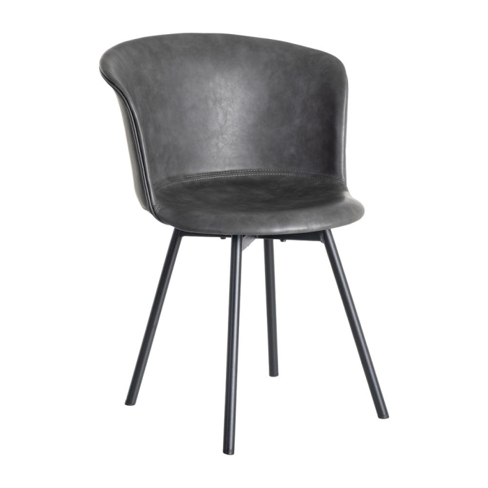 Set 2 scaune dining gri antracit piele ecologică HoReCa [2]