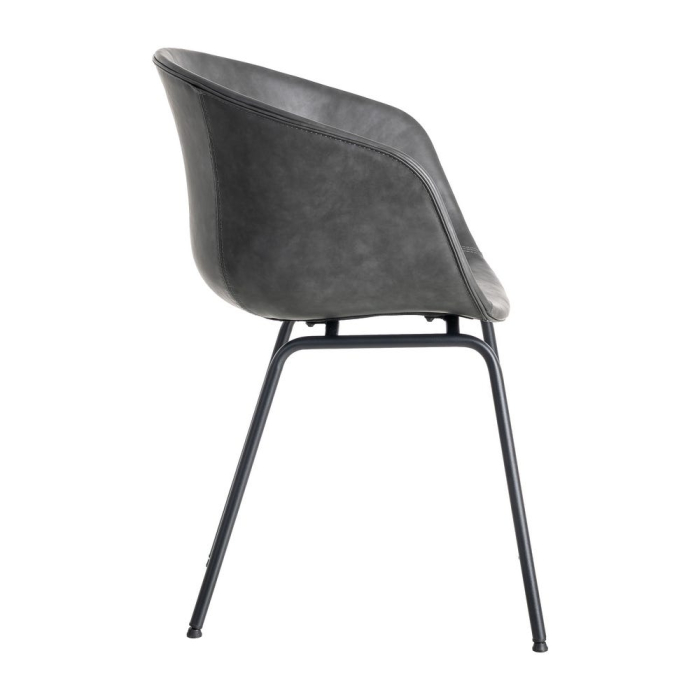Set 2 scaune dining gri antracit piele ecologică cu brațe [4]