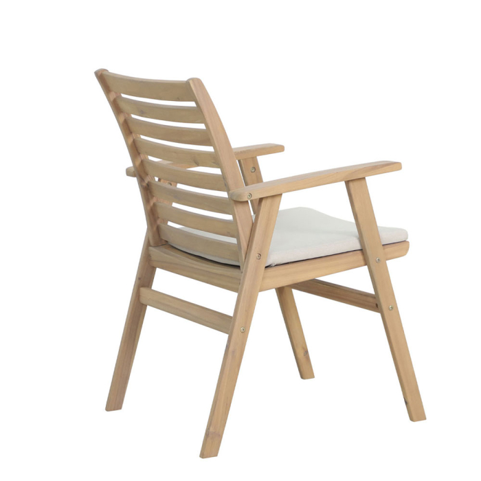 Set 2 scaune din lemn de acacia cu pernă albă [6]