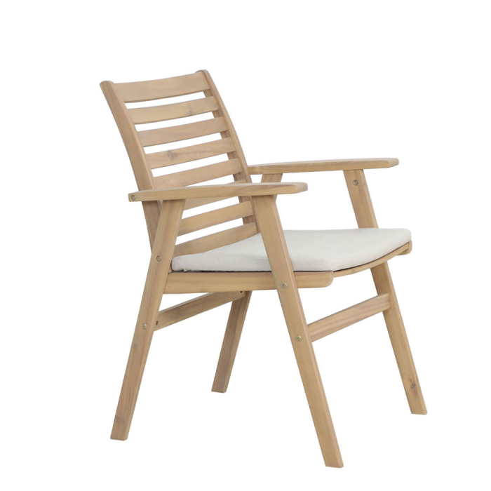 Set 2 scaune din lemn de acacia cu pernă albă [4]