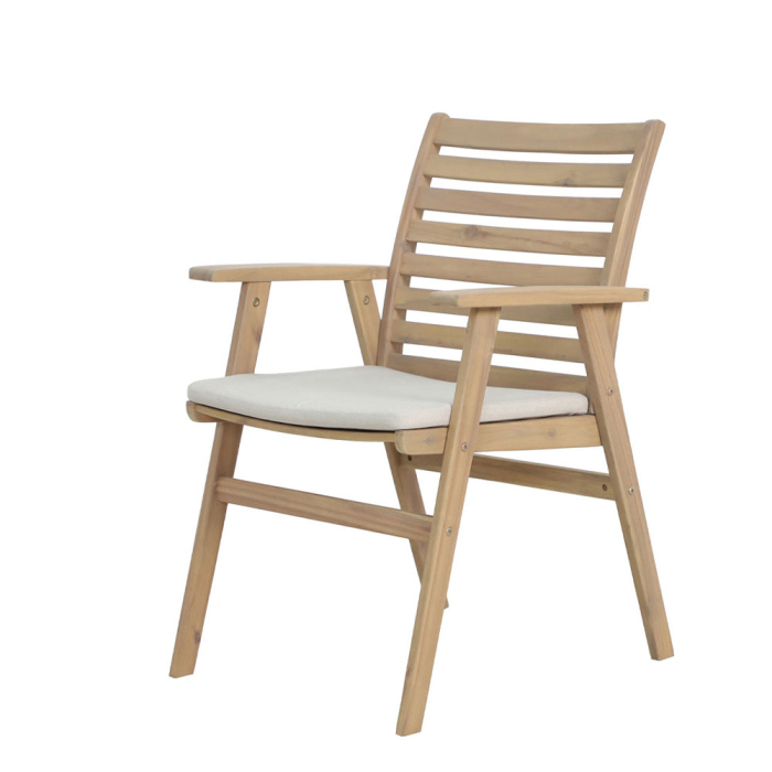 Set 2 scaune din lemn de acacia cu pernă albă [9]