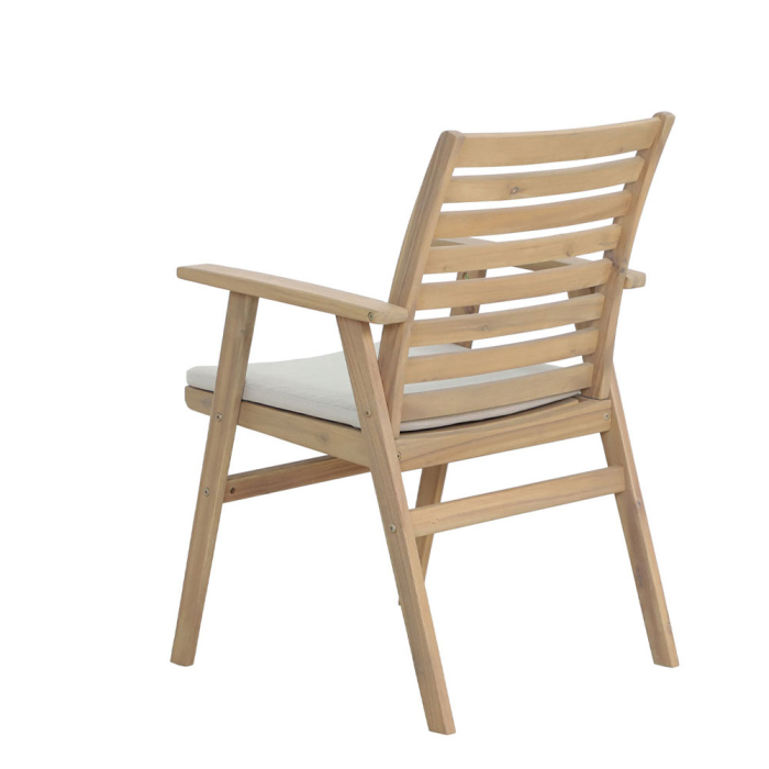 Set 2 scaune din lemn de acacia cu pernă albă [8]