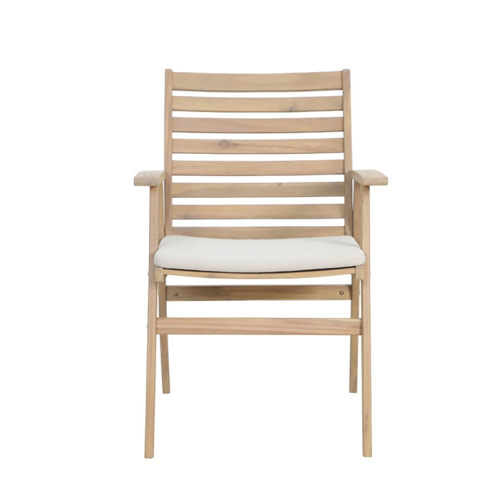 Set 2 scaune din lemn de acacia cu pernă albă [3]