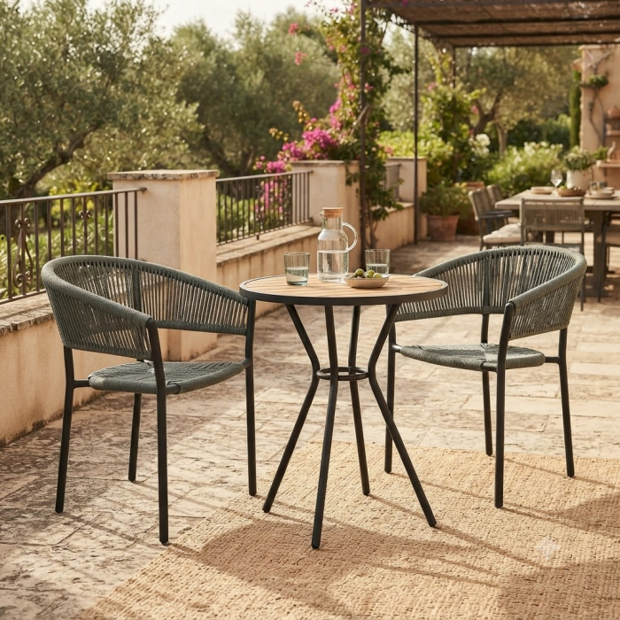 Scaun Breeze gri cu împletitură și cadru aluminiu [2]