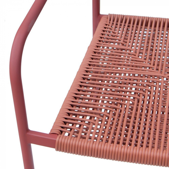 Set de 2 scaune Moshi paprika otel vopsit rosu sezut impletit sintetic exterior stivuibil [5]