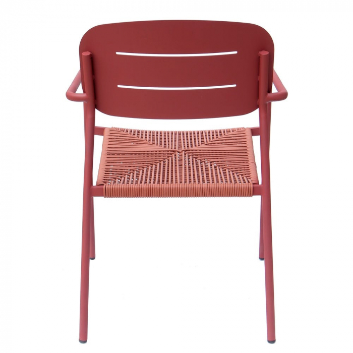 Set de 2 scaune Moshi paprika otel vopsit rosu sezut impletit sintetic exterior stivuibil [4]