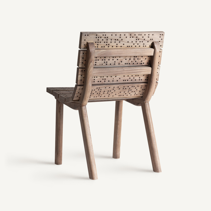 Set de 2 scaune din lemn de ulm cu design perforat Jacquard [4]