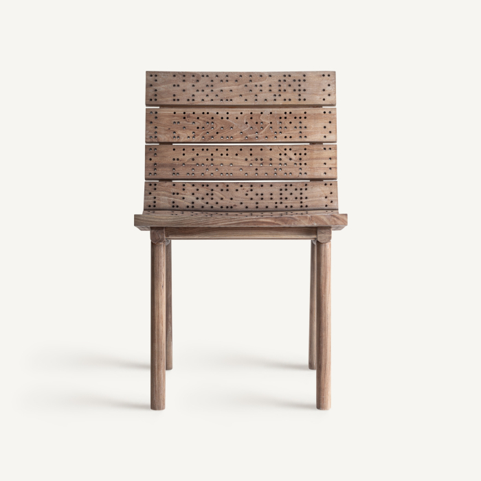 Set de 2 scaune din lemn de ulm cu design perforat Jacquard [2]