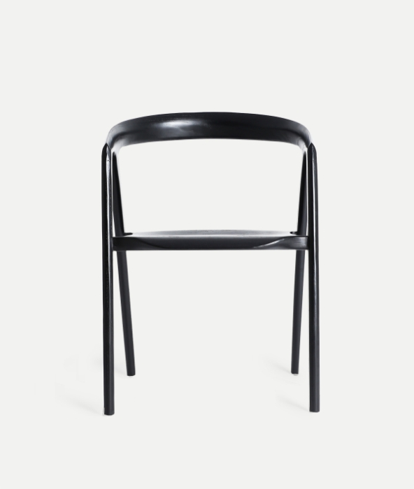 Set de 2 scaune din lemn de ulm negru cu design scandinav Hasloch [2]
