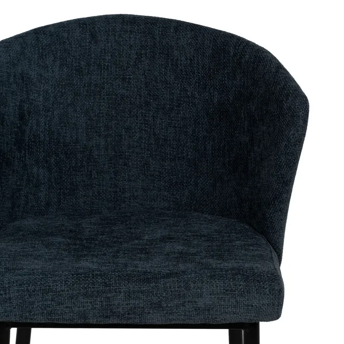 Scaune bleumarin tapițate cu brațe și design curbat – set 2 bucăți [5]
