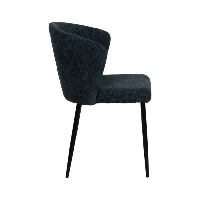 Scaune bleumarin tapițate cu brațe și design curbat – set 2 bucăți [3]