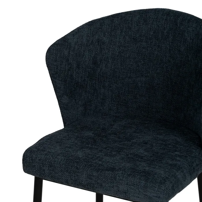 Scaune bleumarin tapițate cu brațe și design curbat – set 2 bucăți [6]