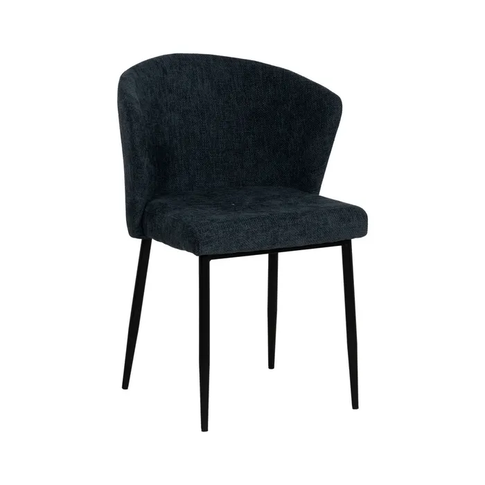 Scaune bleumarin tapițate cu brațe și design curbat – set 2 bucăți [2]