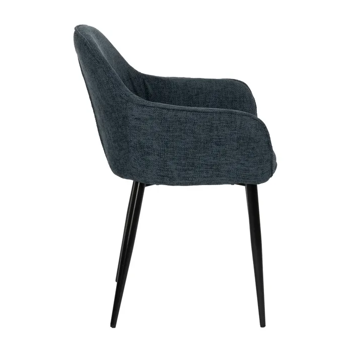 Scaune bleumarin cu brațe și tapițerie textilă – set 2 bucăți, design elegant [3]