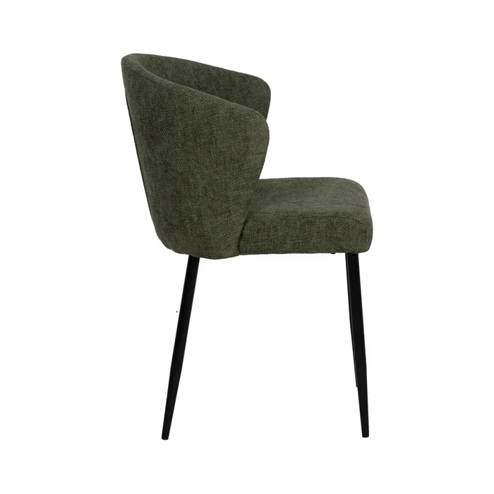 Scaune verzi tapițate cu design curbat și picioare negre – set 2 bucăți [3]