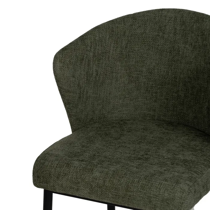 Scaune verzi tapițate cu design curbat și picioare negre – set 2 bucăți [6]