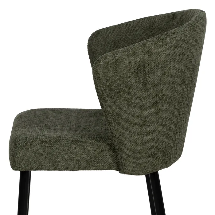 Scaune verzi tapițate cu design curbat și picioare negre – set 2 bucăți [7]
