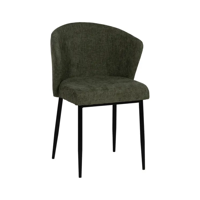 Scaune verzi tapițate cu design curbat și picioare negre – set 2 bucăți [2]