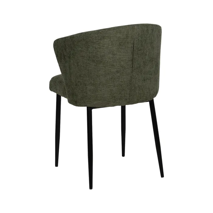 Scaune verzi tapițate cu design curbat și picioare negre – set 2 bucăți [4]