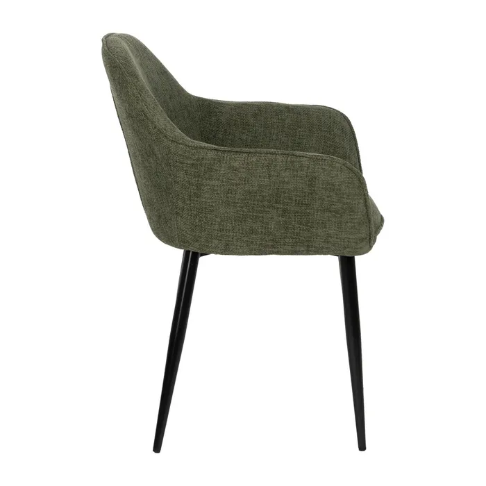 Scaune verzi olive tapițate cu brațe – set 2 bucăți, stil natural modern [3]