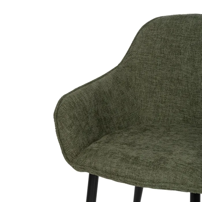 Scaune verzi olive tapițate cu brațe – set 2 bucăți, stil natural modern [6]