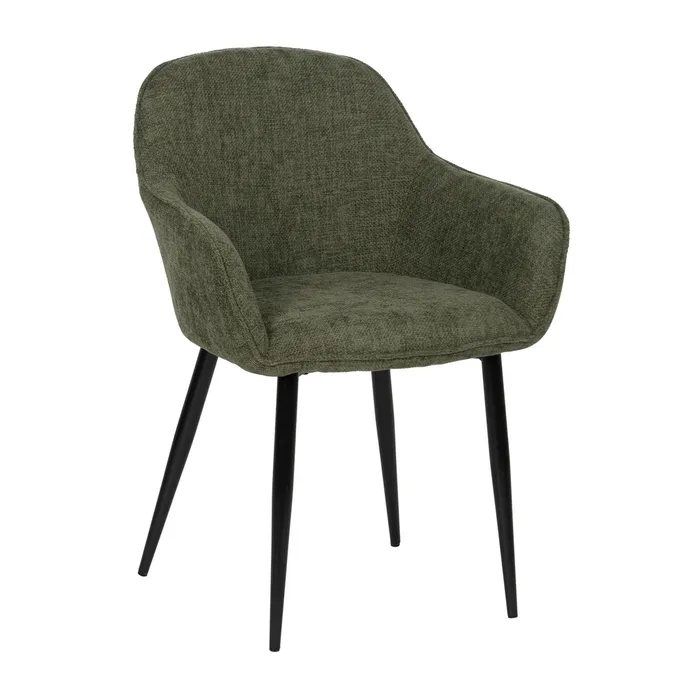 Scaune verzi olive tapițate cu brațe – set 2 bucăți, stil natural modern [2]