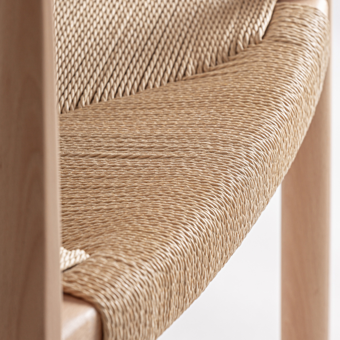 Set de 2 scaune cu brațe din lemn și șezut din funie bej pentru HoReCa [2]