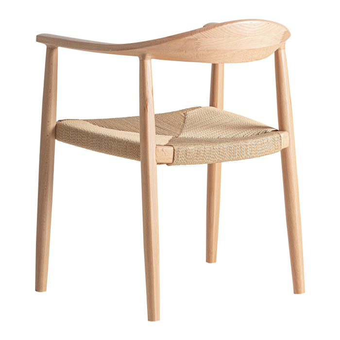 Set de 2 scaune cu brațe din lemn și șezut din funie bej pentru HoReCa [5]