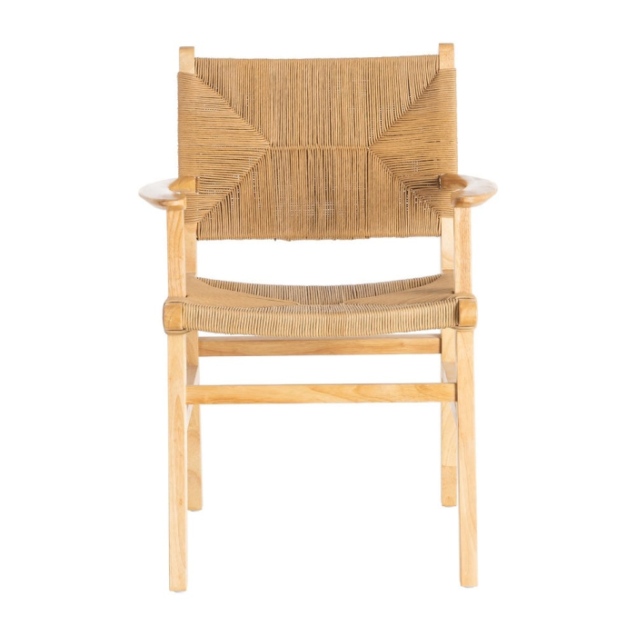 Scaune dining lemn natural cu brațe și șezut împletit – set 2 [3]